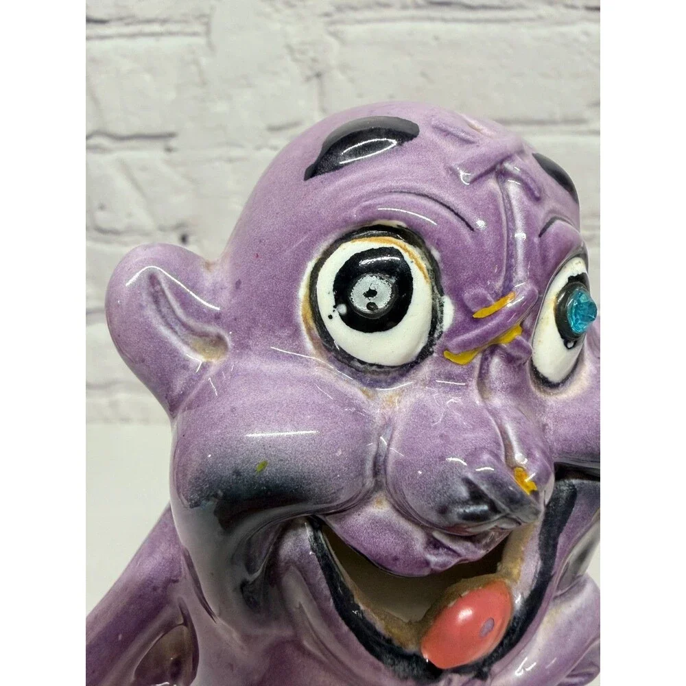 Vtg Kreiss Psycho Ceramics Purple Monster Figurine My Operation Stitches Kitschy
